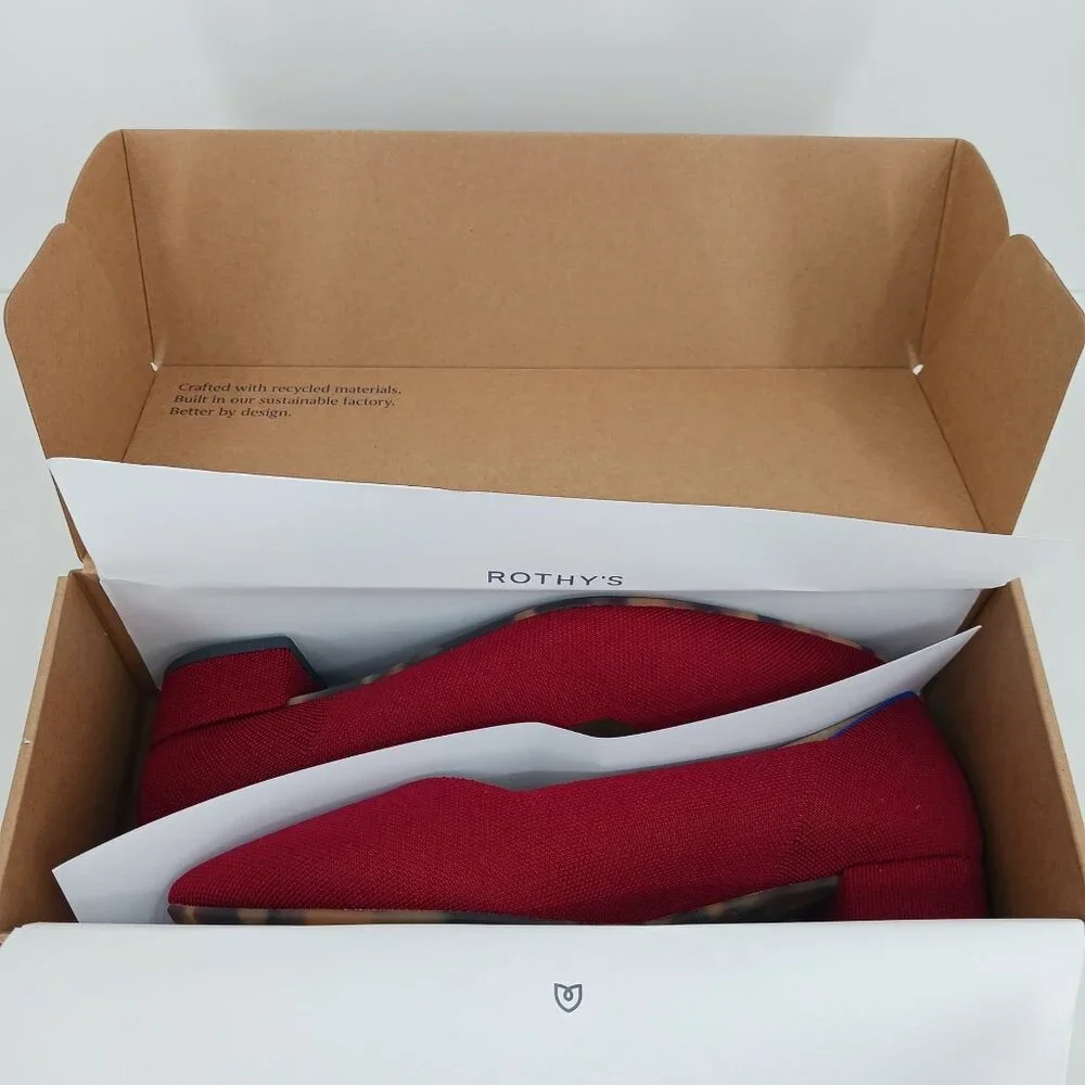 Rothys The High Point Comfort Heel Autumn Red US 13 Machine Washable Sustainable